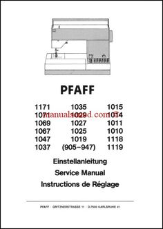 Pfaff 1222e Service Manual Free Download